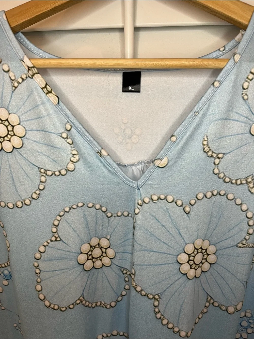 Light Blue Floral Embellished V-Neck Women’s Dress XL - Picture 3 of 8